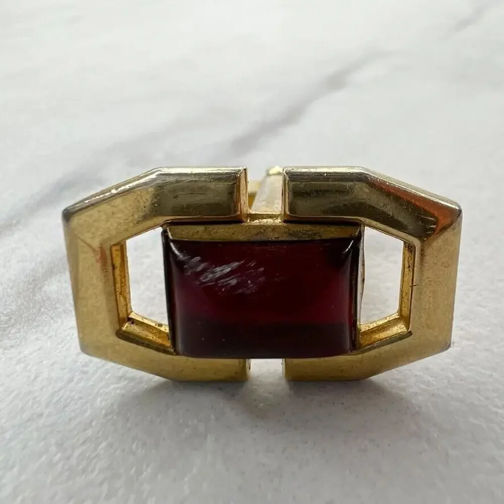 Anson Vintage Gold Tone and Red Single Cufflink